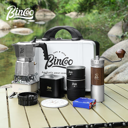 BINCOO Three-Valve Moka Pot 316 Stainless Steel Coffee Pot Italian Espresso Maker Ideal for Outdoor Camping Travel Gift Set 2Cups