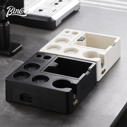 BINCOO Espresso Tamper Base Set with Integrated Tamper Knock Slag Box Detachable Italian-Style Coffee Powder Distributor and Tamper Hammer Complete Tool Kit 51MM/58MM