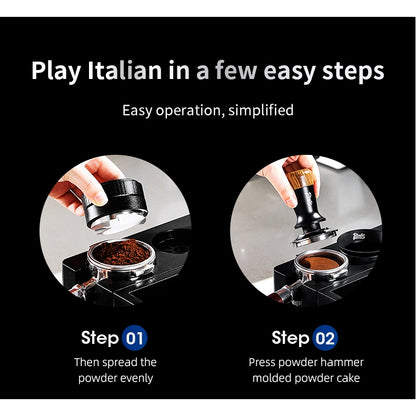 BINCOO Italian-Style Multi-Function Coffee Tamper Base with Tamper Hammer Colth Powder Distributor and Grounds Collection Box Set