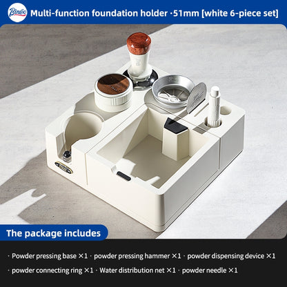 BINCOO Italian-Style Multi-Function Coffee Tamper Base with Tamper Hammer Colth Powder Distributor and Grounds Collection Box Set