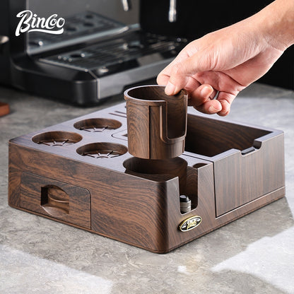 BINCOO Coffee Storage Base Set Handle Storage Knocker Box Powder Hammer Coffee Tamper Coffee Utensil 51/53/58MM