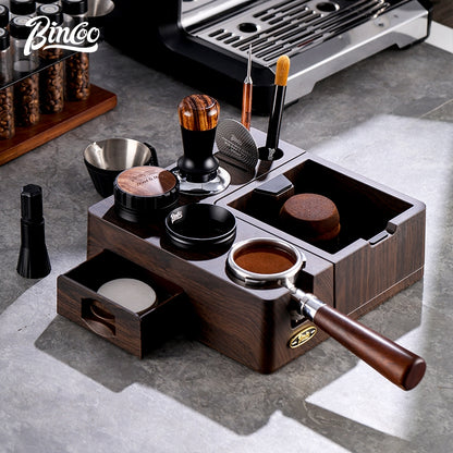 BINCOO Coffee Storage Base Set Handle Storage Knocker Box Powder Hammer Coffee Tamper Coffee Utensil 51/53/58MM