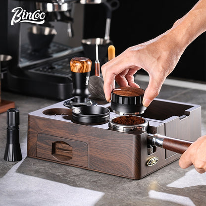 BINCOO Coffee Storage Base Set Handle Storage Knocker Box Powder Hammer Coffee Tamper Coffee Utensil 51/53/58MM