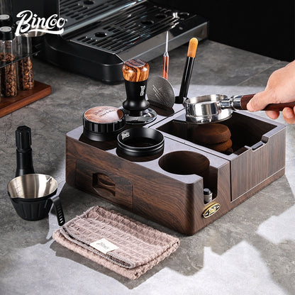 BINCOO Coffee Storage Base Set Handle Storage Knocker Box Powder Hammer Coffee Tamper Coffee Utensil 51/53/58MM