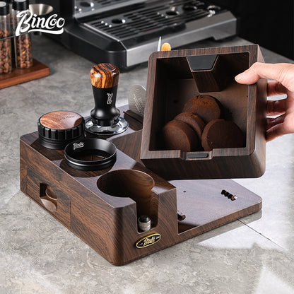 BINCOO Coffee Storage Base Set Handle Storage Knocker Box Powder Hammer Coffee Tamper Coffee Utensil 51/53/58MM