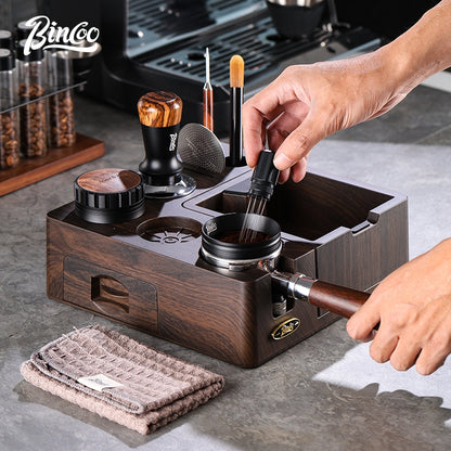 BINCOO Coffee Storage Base Set Handle Storage Knocker Box Powder Hammer Coffee Tamper Coffee Utensil 51/53/58MM