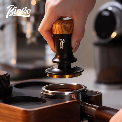 BINCOO Espresso Tamper Italian Espresso Machine Tamper Titanium-Coated Threaded Base Spring-Loaded Tamper 51MM/58MM