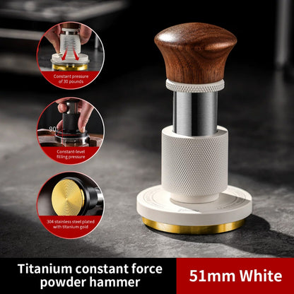BINCOO Espresso Tamper Italian Espresso Machine Tamper Titanium-Coated Threaded Base Spring-Loaded Tamper 51MM/58MM