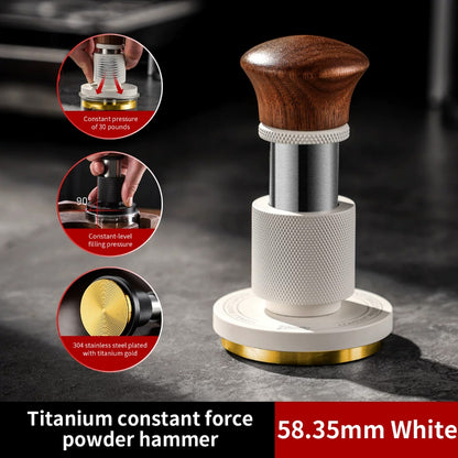 BINCOO Espresso Tamper Italian Espresso Machine Tamper Titanium-Coated Threaded Base Spring-Loaded Tamper 51MM/58MM