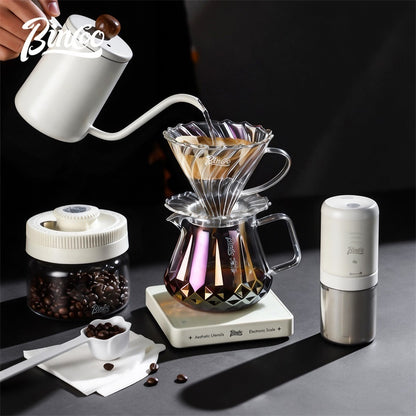BINCOO Hand Brewing Coffee Set Coffee V60 Dripper with Glass Pour-Over Pot Manual Coffee Grinder Coffee Accessories