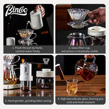 BINCOO Hand Brewing Coffee Set Coffee V60 Dripper with Glass Pour-Over Pot Manual Coffee Grinder Coffee Accessories