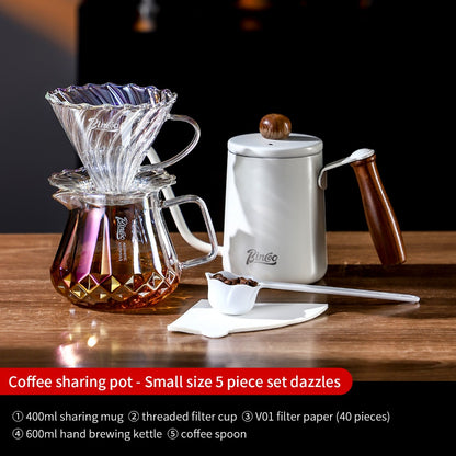 BINCOO Hand Brewing Coffee Set Coffee V60 Dripper with Glass Pour-Over Pot Manual Coffee Grinder Coffee Accessories