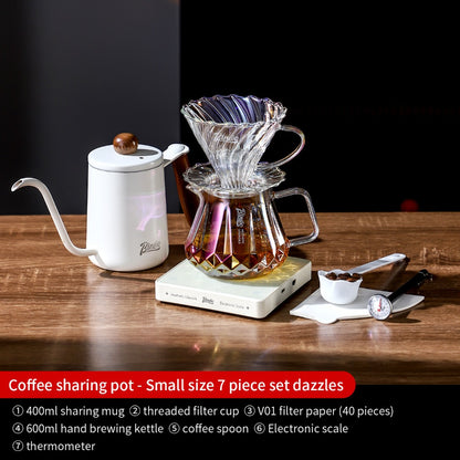 BINCOO Hand Brewing Coffee Set Coffee V60 Dripper with Glass Pour-Over Pot Manual Coffee Grinder Coffee Accessories