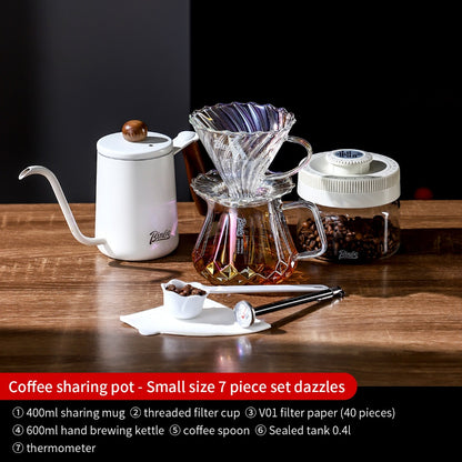 BINCOO Hand Brewing Coffee Set Coffee V60 Dripper with Glass Pour-Over Pot Manual Coffee Grinder Coffee Accessories