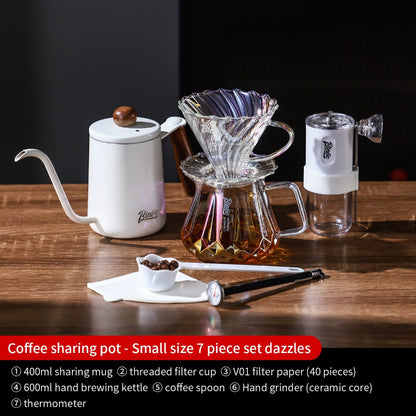 BINCOO Hand Brewing Coffee Set Coffee V60 Dripper with Glass Pour-Over Pot Manual Coffee Grinder Coffee Accessories