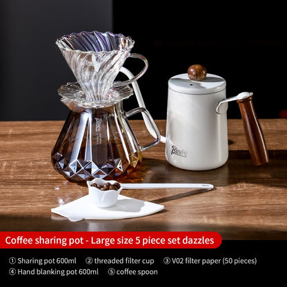 BINCOO Hand Brewing Coffee Set Coffee V60 Dripper with Glass Pour-Over Pot Manual Coffee Grinder Coffee Accessories