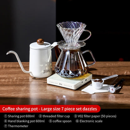 BINCOO Hand Brewing Coffee Set Coffee V60 Dripper with Glass Pour-Over Pot Manual Coffee Grinder Coffee Accessories