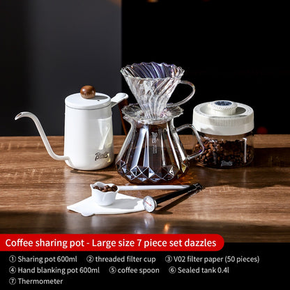 BINCOO Hand Brewing Coffee Set Coffee V60 Dripper with Glass Pour-Over Pot Manual Coffee Grinder Coffee Accessories