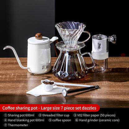 BINCOO Hand Brewing Coffee Set Coffee V60 Dripper with Glass Pour-Over Pot Manual Coffee Grinder Coffee Accessories
