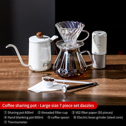 BINCOO Hand Brewing Coffee Set Coffee V60 Dripper with Glass Pour-Over Pot Manual Coffee Grinder Coffee Accessories