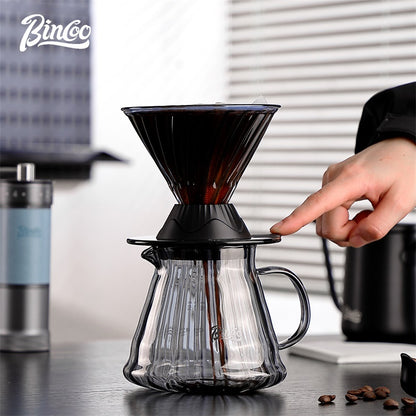 BINCOO Smart Hand Brewing Coffee Maker with Manual Grinder Pour-Over Coffee Combo Set Coffee Filter Paper Immersion-Style Dripper V60