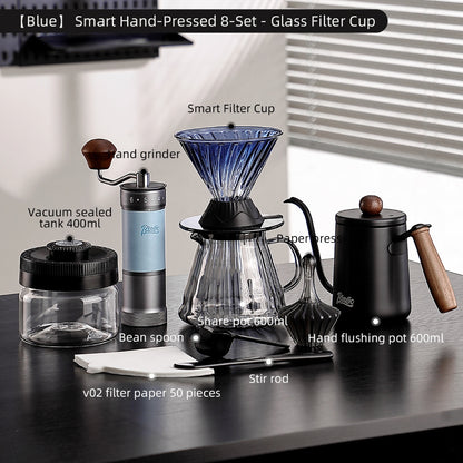 BINCOO Smart Hand Brewing Coffee Maker with Manual Grinder Pour-Over Coffee Combo Set Coffee Filter Paper Immersion-Style Dripper V60