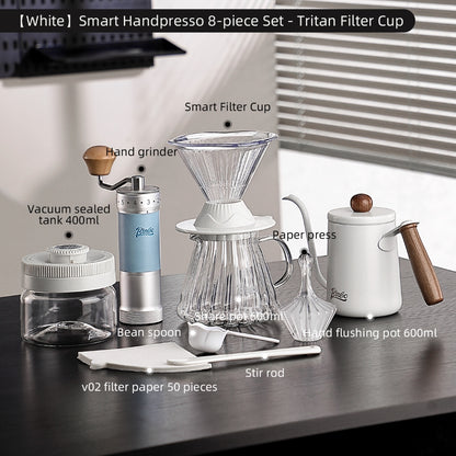 BINCOO Smart Hand Brewing Coffee Maker with Manual Grinder Pour-Over Coffee Combo Set Coffee Filter Paper Immersion-Style Dripper V60