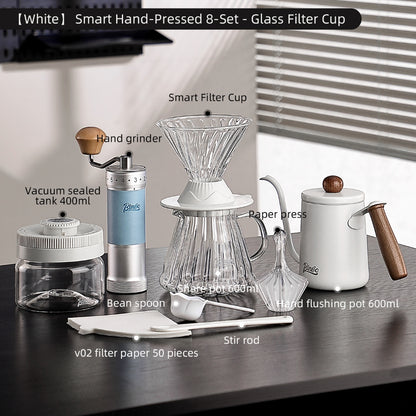 BINCOO Smart Hand Brewing Coffee Maker with Manual Grinder Pour-Over Coffee Combo Set Coffee Filter Paper Immersion-Style Dripper V60