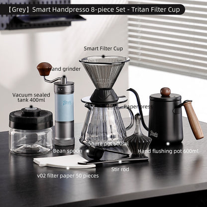 BINCOO Smart Hand Brewing Coffee Maker with Manual Grinder Pour-Over Coffee Combo Set Coffee Filter Paper Immersion-Style Dripper V60