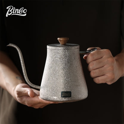 BINCOO Pure Titanium Hand Brewing Coffee Pot with Electric Ceramic Stove Long Spout Narrow Mouth Coffee Pot Home Pour-Over Coffee Set