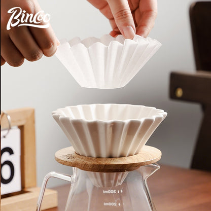 BINCOO Hand Brewing Coffee Sharing Pot Set Heat-Resistant Glass Sharing Pot with Ceramic Filter Cup Coffee Pour-Over Pot Set 400ML