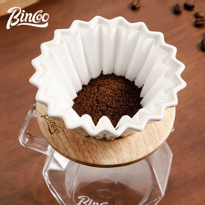 BINCOO Hand Brewing Coffee Sharing Pot Set Heat-Resistant Glass Sharing Pot with Ceramic Filter Cup Coffee Pour-Over Pot Set 400ML