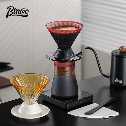 BINCOO Coffee Smart Cup with Manual Grinder Set V60 Glass Hand Brewing Filter Cup Glass Sharing Pitcher Set
