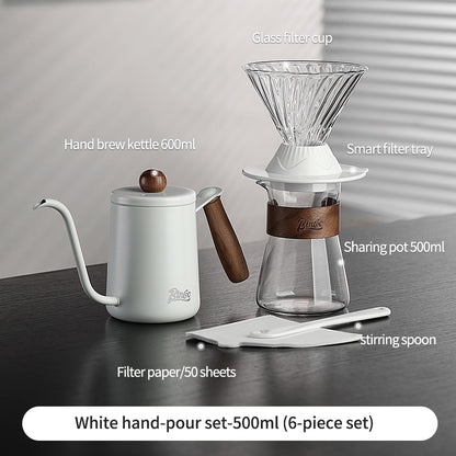 BINCOO Coffee Smart Cup with Manual Grinder Set V60 Glass Hand Brewing Filter Cup Glass Sharing Pitcher Set