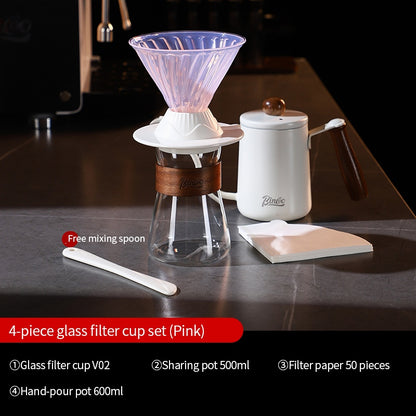 BINCOO Coffee Smart Cup with Manual Grinder Set V60 Glass Hand Brewing Filter Cup Glass Sharing Pitcher Set