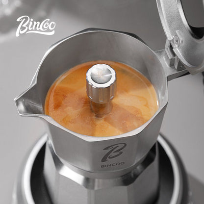BINCOO Three-Valve Moka Pot Set 316 Stainless Steel Coffee Maker Complete Set with Grinder Compact Home-Use Italian Espresso Pot 2Cups