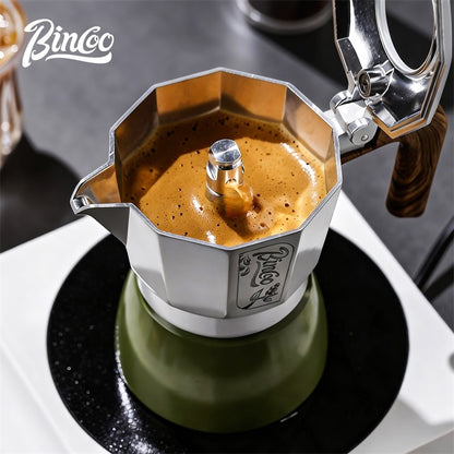 BINCOO Two-Valve Moka Pot with Grinder Set Compact Espresso Maker Set for Home Italian Machine Coffee Accessories 2Cups
