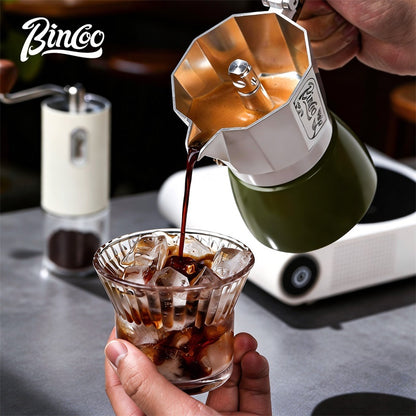BINCOO Two-Valve Moka Pot with Grinder Set Compact Espresso Maker Set for Home Italian Machine Coffee Accessories 2Cups