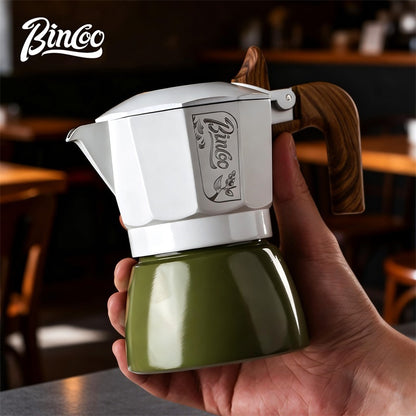 BINCOO Two-Valve Moka Pot with Grinder Set Compact Espresso Maker Set for Home Italian Machine Coffee Accessories 2Cups