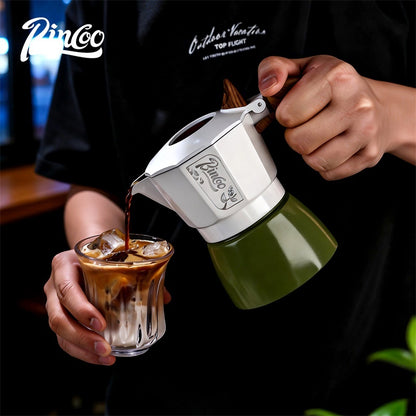 BINCOO Two-Valve Moka Pot with Grinder Set Compact Espresso Maker Set for Home Italian Machine Coffee Accessories 2Cups