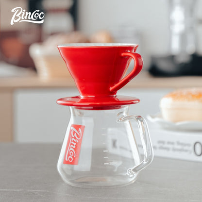 BINCOO Pour-Over Coffee Set Manual Coffee Grinder Ceramic Filter Cup with Glass Sharing Pot Home Coffee Brewing Set
