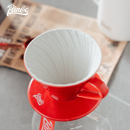 BINCOO Pour-Over Coffee Set Manual Coffee Grinder Ceramic Filter Cup with Glass Sharing Pot Home Coffee Brewing Set
