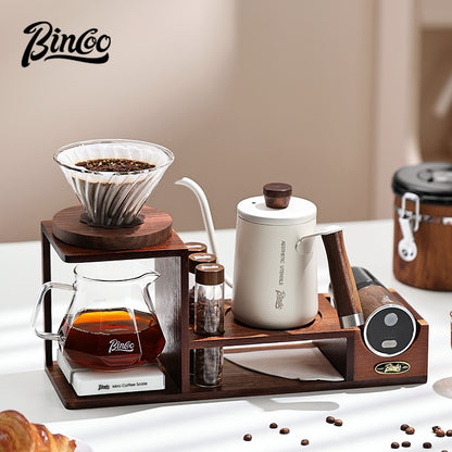 BINCOO Hand-Drip Coffee Storage Rack Set Coffee Grinder Glass Carafe with Filter Cup Set Complete Home Coffee Kit