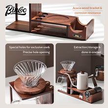 BINCOO Hand-Drip Coffee Storage Rack Set Coffee Grinder Glass Carafe with Filter Cup Set Complete Home Coffee Kit