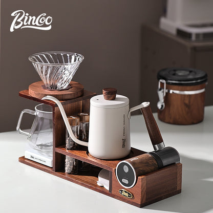 BINCOO Hand-Drip Coffee Storage Rack Set Coffee Grinder Glass Carafe with Filter Cup Set Complete Home Coffee Kit