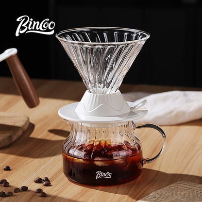 BINCOO Smart Filter Cup Hand-Drip Coffee Glass Carafe with Glass Filter Cup Set Coffee Grinder and Hand-Brewing Coffee Accessories Set