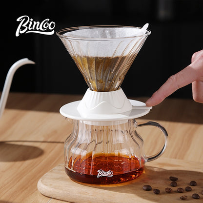 BINCOO Smart Filter Cup Hand-Drip Coffee Glass Carafe with Glass Filter Cup Set Coffee Grinder and Hand-Brewing Coffee Accessories Set