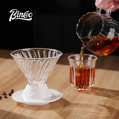 BINCOO Smart Filter Cup Hand-Drip Coffee Glass Carafe with Glass Filter Cup Set Coffee Grinder and Hand-Brewing Coffee Accessories Set
