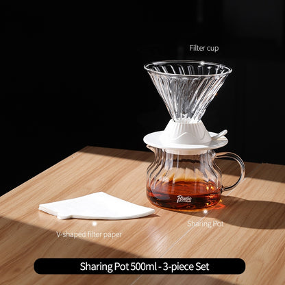 BINCOO Hand-Drip Coffee Smart Filter Cup with Glass Carafe Set - Hand-Brewing Coffee Set 500ML/750ML