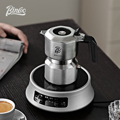 BINCOO 316 Stainless Steel Three-Valve Moka Pot Compact Home Coffee Maker Set Espresso Machine 2Cups